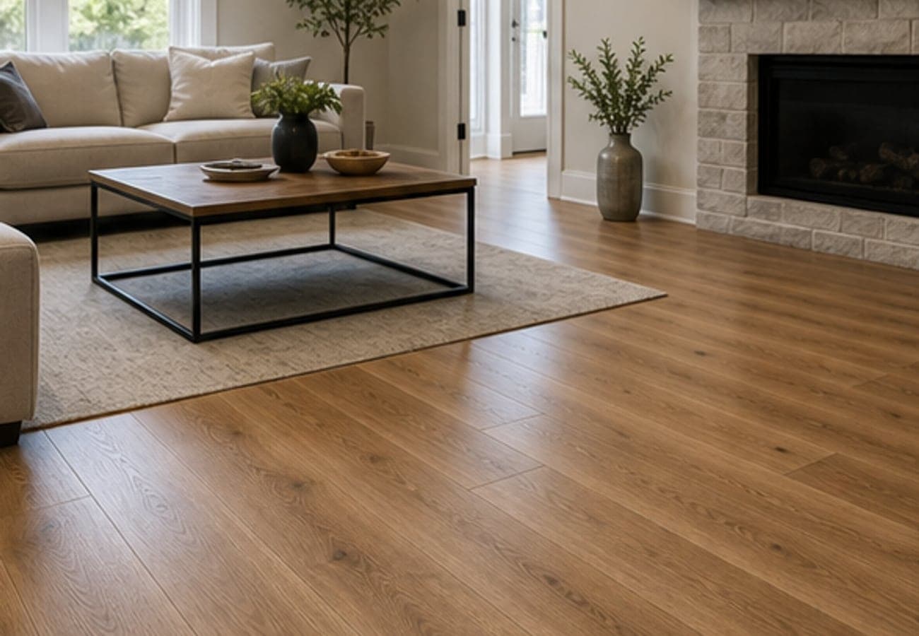 Finished room with warm wood-look flooring and clean plank direction